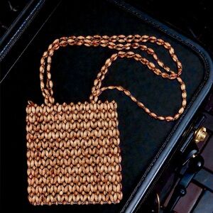 Vintage Wood Bead Shoulder Bag